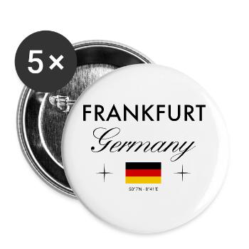 Frankfurt Germany coordinates travel souvenir - Buttons large 2.2''/56 mm (5-pack) - white - Front