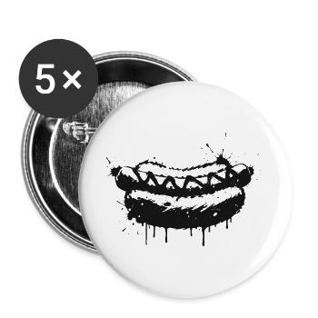 Hot Dog Street Art Black - Buttons large 2.2''/56 mm (5-pack) - white - Front