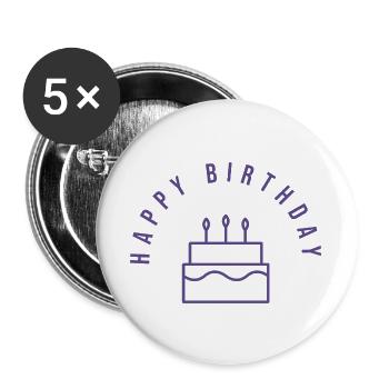 ALLES GUTE ZUM GEBURTSTAG. ALLES GUTE ZUM GEBURTSTAG. JAHRESTAG. - Buttons groß 56 mm (5er Pack) - Weiß - Vorne