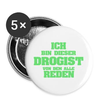 Geschenk für Drogist - Buttons groß 56 mm (5er Pack) - Weiß - Vorne