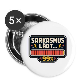Sarkasmus lädt 99% – Lustiger Spruch - Buttons groß 56 mm (5er Pack) - Weiß - Vorne