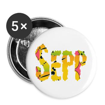 Sepp Vorname  - Buttons groß 56 mm (5er Pack) - Weiß - Vorne