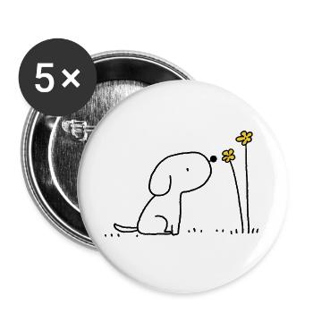 Silhouette minimale des fleurs jaunes - Lot de 5 grands badges (56 mm) - blanc - Devant