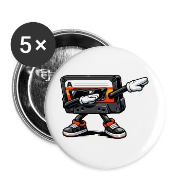 Dabbing Music Tape – Retro Musik - Buttons groß 56 mm (5er Pack) - Weiß - Vorne