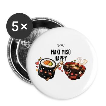 you maki miso happy - Buttons groß 56 mm (5er Pack) - Weiß - Vorne
