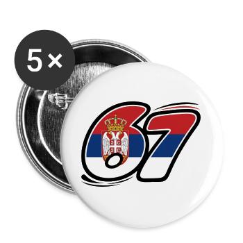 67 Serbia Edition - Buttons large 2.2''/56 mm (5-pack) - white - Front