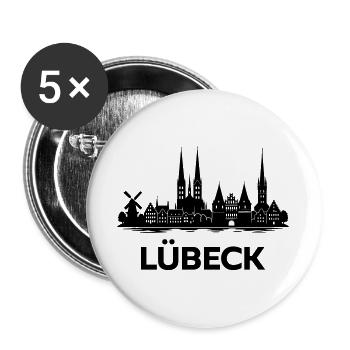 Lübeck Skyline - Buttons groß 56 mm (5er Pack) - Weiß - Vorne
