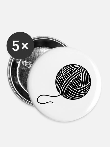 Wollknäuel - Buttons groß 56 mm (5er Pack) - Weiß