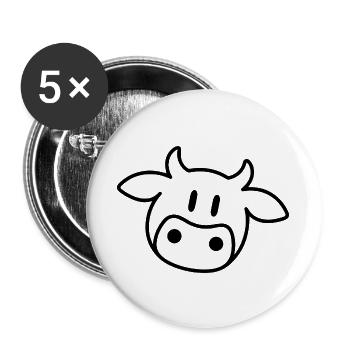 Süße Babykuh Kälbchen Bauernhof Liebe - Buttons groß 56 mm (5er Pack) - Weiß - Vorne