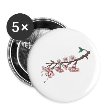 Kirschblüte - Buttons groß 56 mm (5er Pack) - Weiß - Vorne