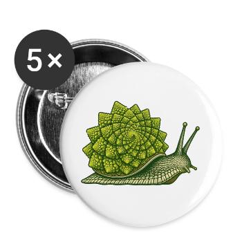 Romanesco-Schnecke - Buttons groß 56 mm (5er Pack) - Weiß - Vorne