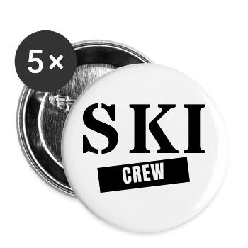 Ski Crew - Skifahrer Skiurlaub Aprés Ski Piste - Buttons groß 56 mm (5er Pack) - Weiß - Vorne