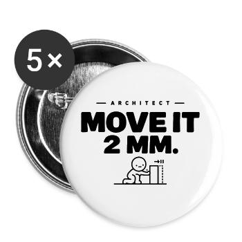 Architekt – 2 mm bewegen. - Buttons groß 56 mm (5er Pack) - Weiß - Vorne