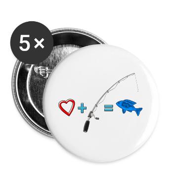 Vergleich der Liebe Fische - Buttons groß 56 mm (5er Pack) - Weiß - Vorne