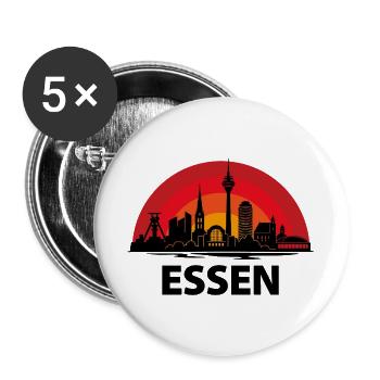 Essen Skyline Kreise - Buttons groß 56 mm (5er Pack) - Weiß - Vorne