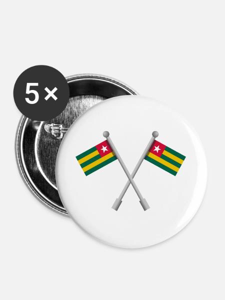 Togolesische Flagge - Buttons groß 56 mm (5er Pack) - Weiß