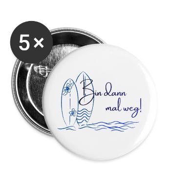 Urlaubsmodus - Surfing - Buttons groß 56 mm (5er Pack) - Weiß - Vorne