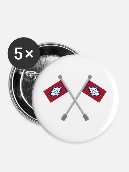 Arkansas-Flagge - Buttons groß 56 mm (5er Pack) - Weiß