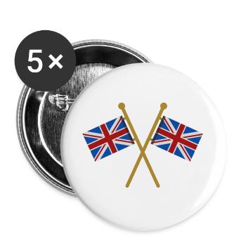 Flagge Großbritanniens - Buttons groß 56 mm (5er Pack) - Weiß - Vorne