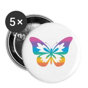 Schmetterling Regenbogen Autismus-Spektrum - Buttons groß 56 mm (5er Pack) - Weiß - Vorne