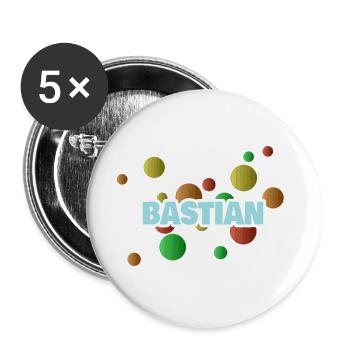 Bastian als Vorname - Buttons groß 56 mm (5er Pack) - Weiß - Vorne