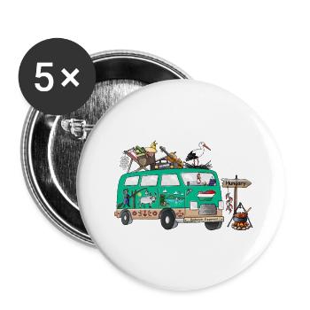 Ungarn Camper Wohnmobil - Buttons groß 56 mm (5er Pack) - Weiß - Vorne