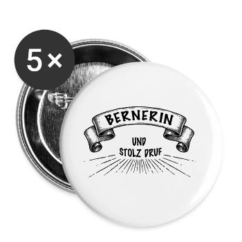 Bernerin und stolz druf - Buttons groß 56 mm (5er Pack) - Weiß - Vorne