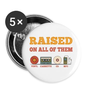 Ich bin mit allen Vintage-Modellen aufgewachsen - Buttons groß 56 mm (5er Pack) - Weiß - Vorne