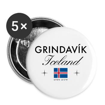 Grindavík Island Koordinaten Reise Souvenir - Buttons groß 56 mm (5er Pack) - Weiß - Vorne