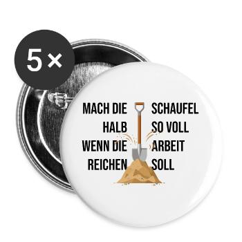 Schaufel im Sandhügel Arbeitsmotiv - Buttons groß 56 mm (5er Pack) - Weiß - Vorne
