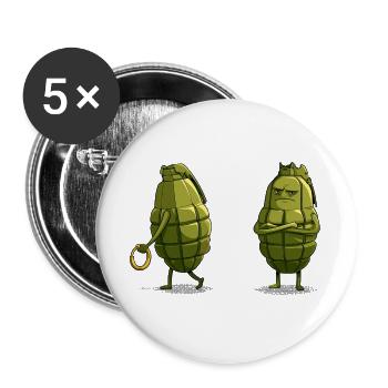 Grimmige Granate Figur - Buttons groß 56 mm (5er Pack) - Weiß - Vorne