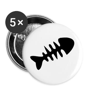 Fischgraete Silhouette Icon - Buttons groß 56 mm (5er Pack) - Weiß - Vorne
