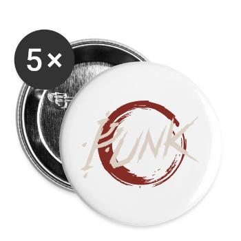 G-PUNK - Widerstand (Schwarz) - Buttons groß 56 mm (5er Pack) - Weiß - Vorne
