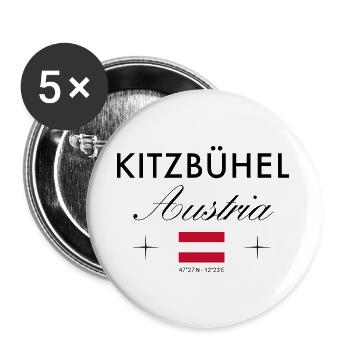 Kitzbühel Tirol Koordinaten Reise Souvenir - Buttons groß 56 mm (5er Pack) - Weiß - Vorne