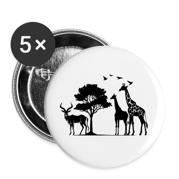 Afrika Safaritour Tiere Africa Urlaub Natur - Buttons groß 56 mm (5er Pack) - Weiß - Vorne