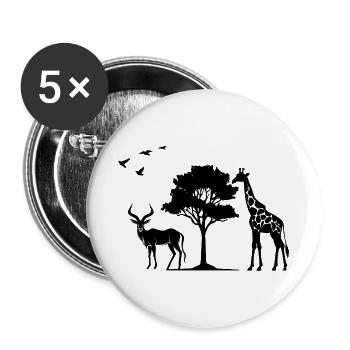 Afrika Safaritour Tiere Africa Urlaub Natur - Buttons groß 56 mm (5er Pack) - Weiß - Vorne