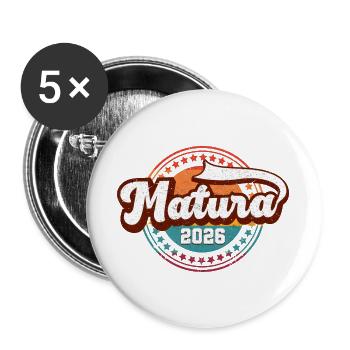 Matura Maturant Vintage Abschluss - Buttons groß 56 mm (5er Pack) - Weiß - Vorne