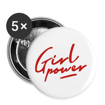 Frauenpower - Buttons groß 56 mm (5er Pack) - Weiß - Vorne