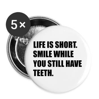 Schwarzer Humor Sprüche Philosophie Outfit - Buttons groß 56 mm (5er Pack) - Weiß - Vorne