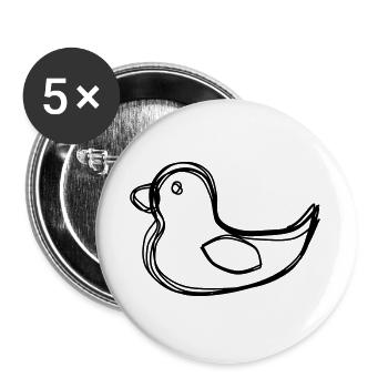 Ente handgezeichnet - Buttons groß 56 mm (5er Pack) - Weiß - Vorne