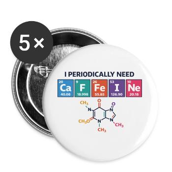  Funny Coffee Periodic-System-CaFFeINe Coffee - Buttons groß 56 mm (5er Pack) - Weiß - Vorne