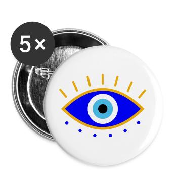 Böser Augenwimpern Griechisch Kein Übel Nazar - Buttons groß 56 mm (5er Pack) - Weiß - Vorne