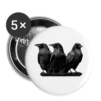 Raben - Buttons groß 56 mm (5er Pack) - Weiß - Vorne