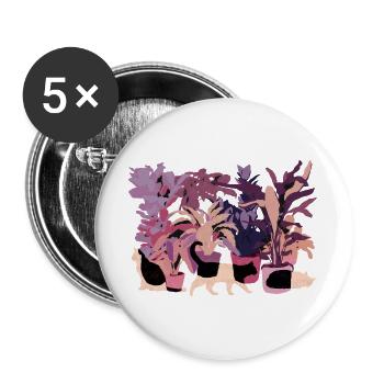 KATZEN UND PFLANZEN - Buttons groß 56 mm (5er Pack) - Weiß - Vorne