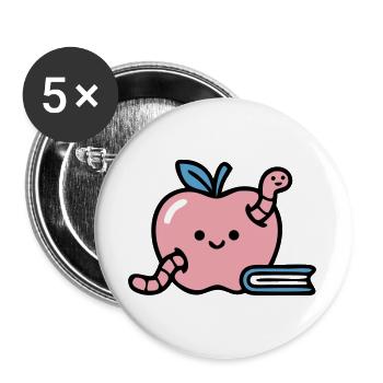Classroom Apfel Logo - Buttons groß 56 mm (5er Pack) - Weiß - Vorne