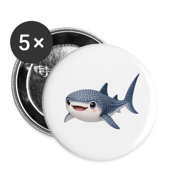 Walhai  - Buttons groß 56 mm (5er Pack) - Weiß - Vorne