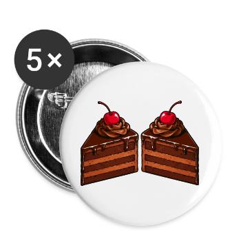 Doppelte Schokoladentorte mit Kirsche - Buttons groß 56 mm (5er Pack) - Weiß - Vorne