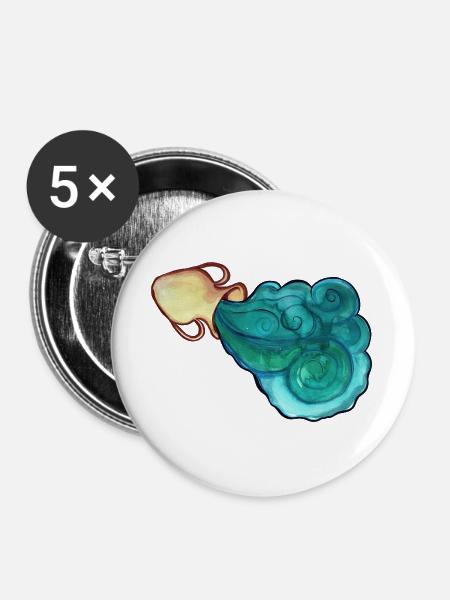 Azure Swirl und Ember Cloud - Buttons groß 56 mm (5er Pack) - Weiß