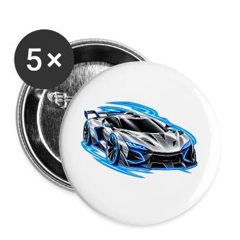 Future Auto Silber – Neon Speed - Buttons groß 56 mm (5er Pack) - Weiß - Vorne