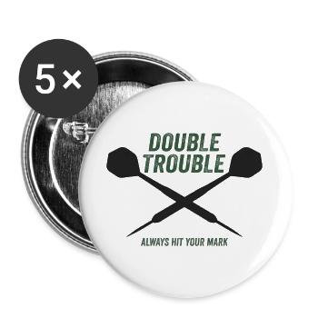 Darts :Double Trouble - Buttons groß 56 mm (5er Pack) - Weiß - Vorne